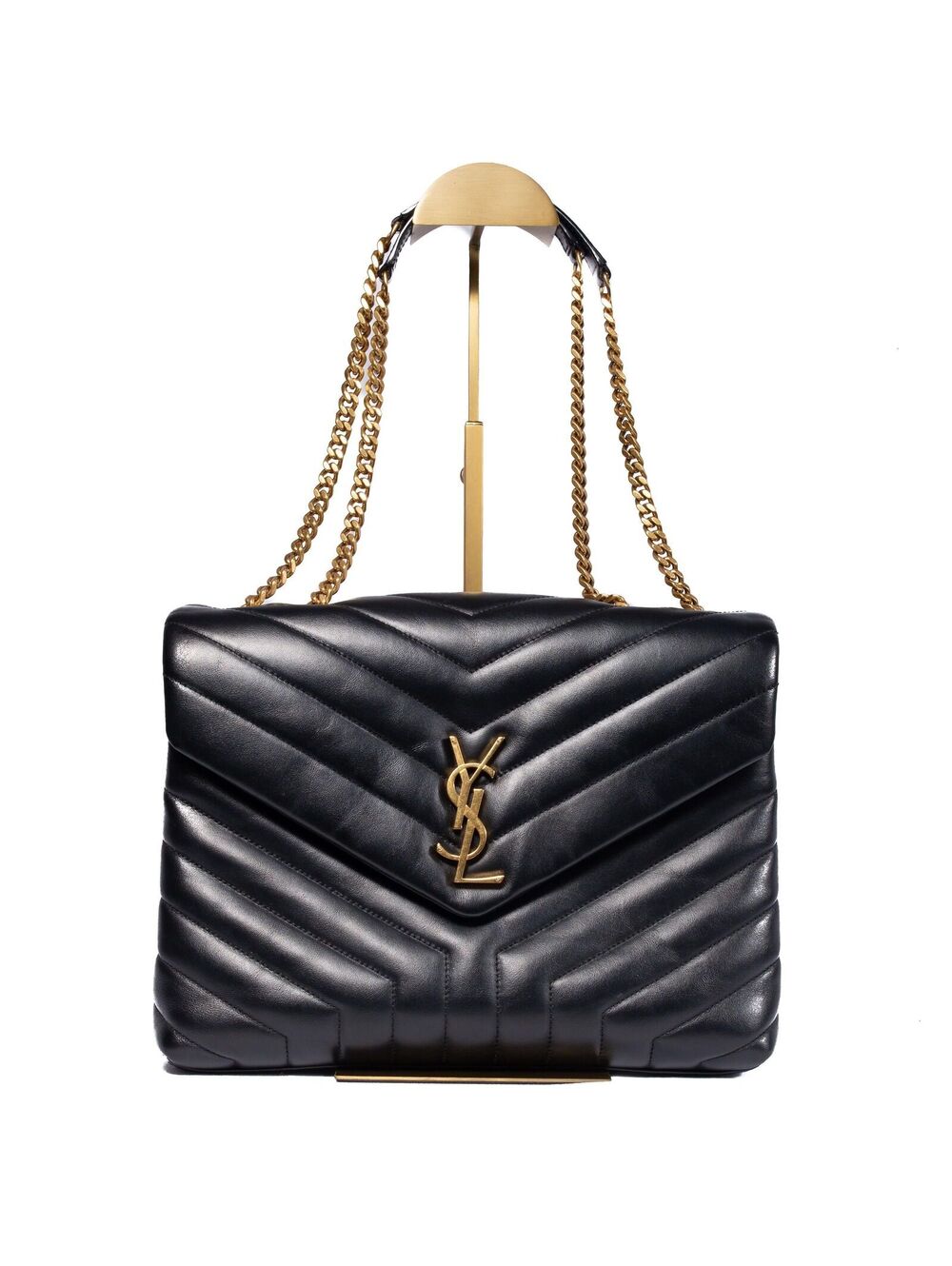 YSL Saint Laurent Lou Lou Black and Gold hardware